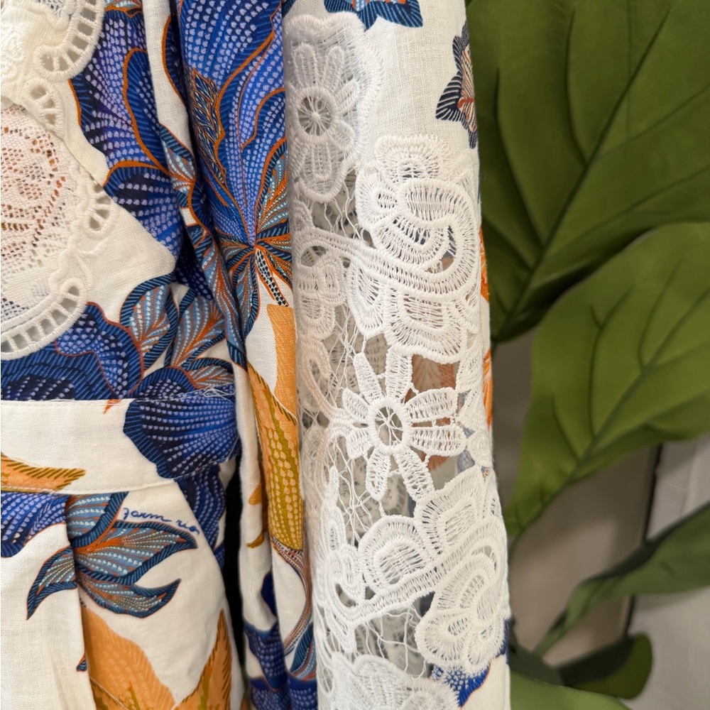 FARM Rio Floral Blouse in Blue and Orange - Picture 6 of 10